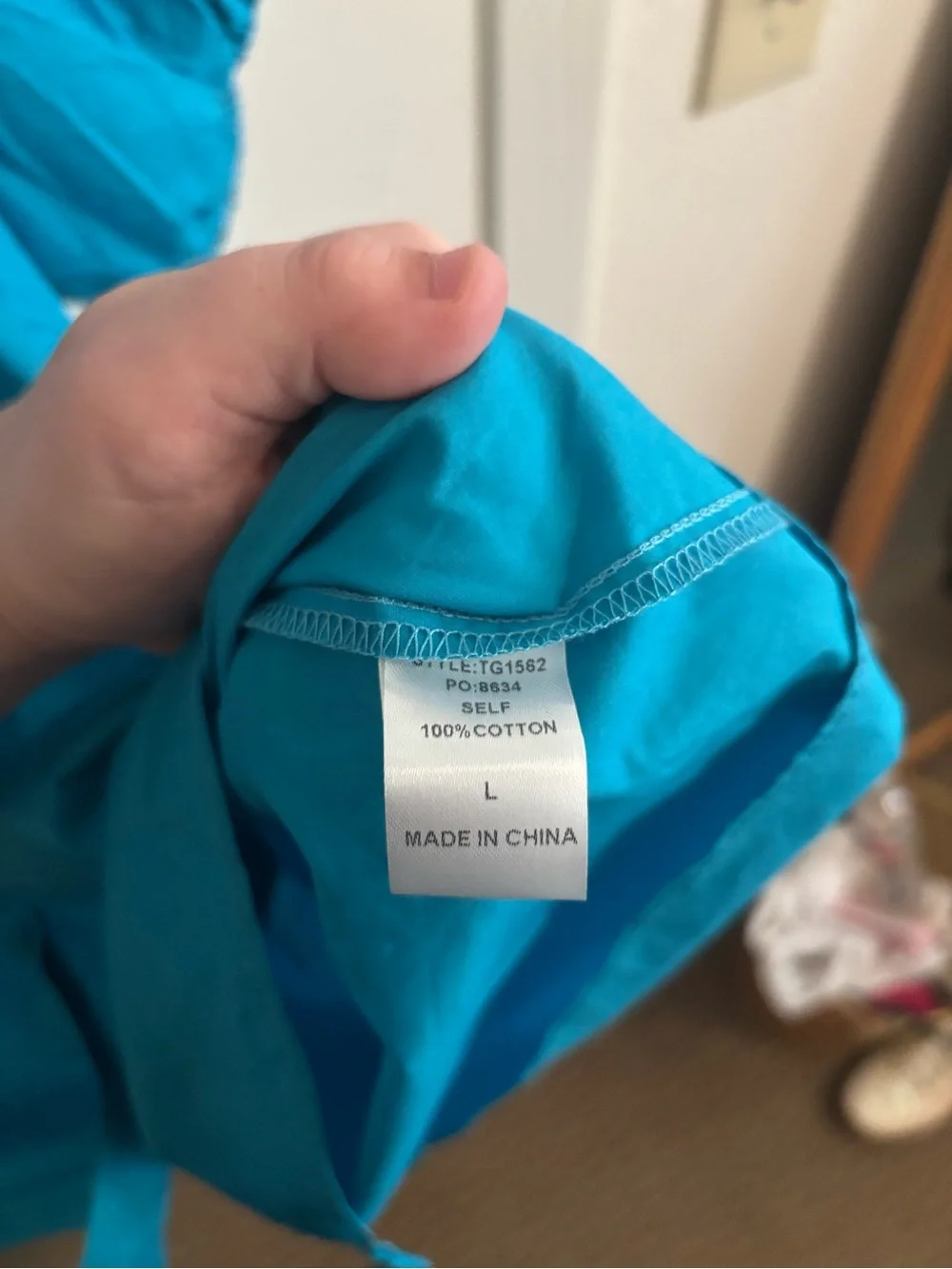Gigio Boutique Aqua Blue Ruffle Button-Up Dress NWT, Size L, 100% Cotton, Preppy - Picture 4 of 4